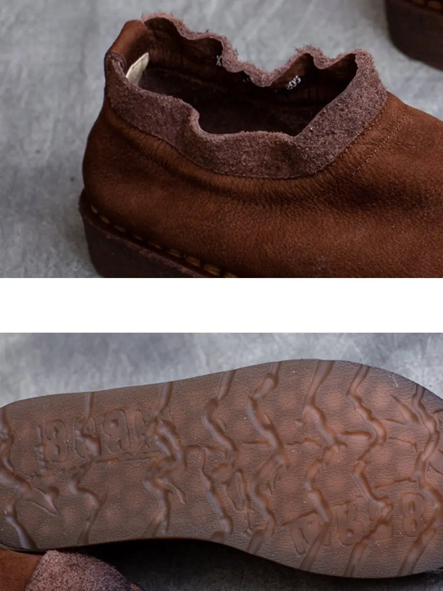 Pure Color Leather Flat Shoes F4195