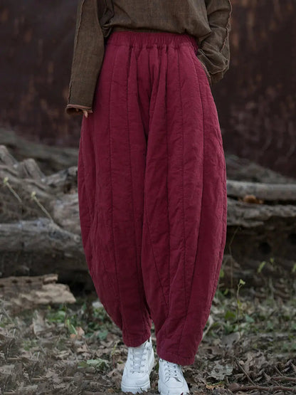 Stripe Stitching Thicken Harem Pants