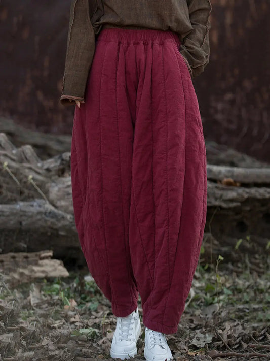 Stripe Stitching Thicken Harem Pants