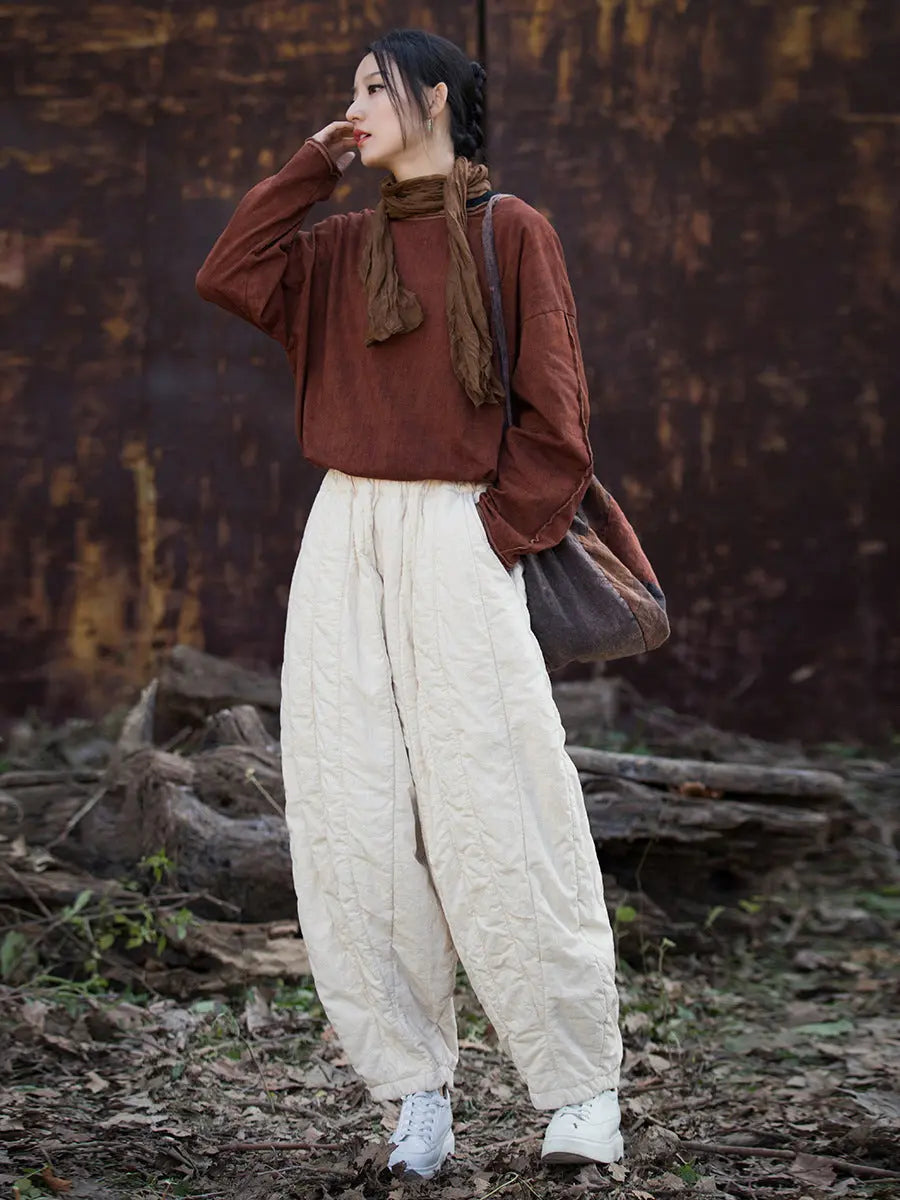 Stripe Stitching Thicken Harem Pants