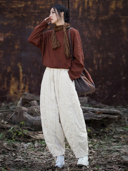 Stripe Stitching Thicken Harem Pants