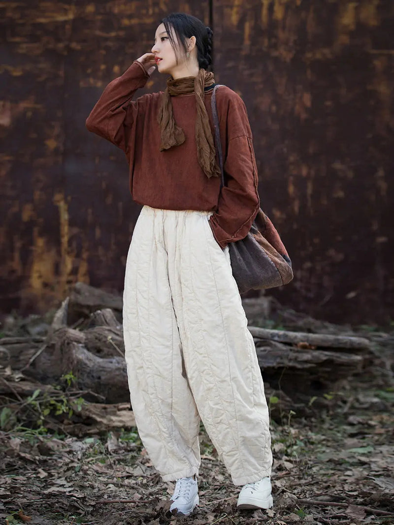 Stripe Stitching Thicken Harem Pants