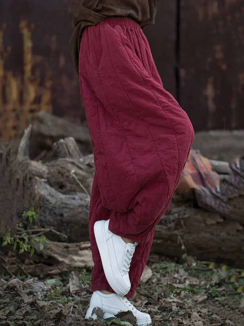 Stripe Stitching Thicken Harem Pants