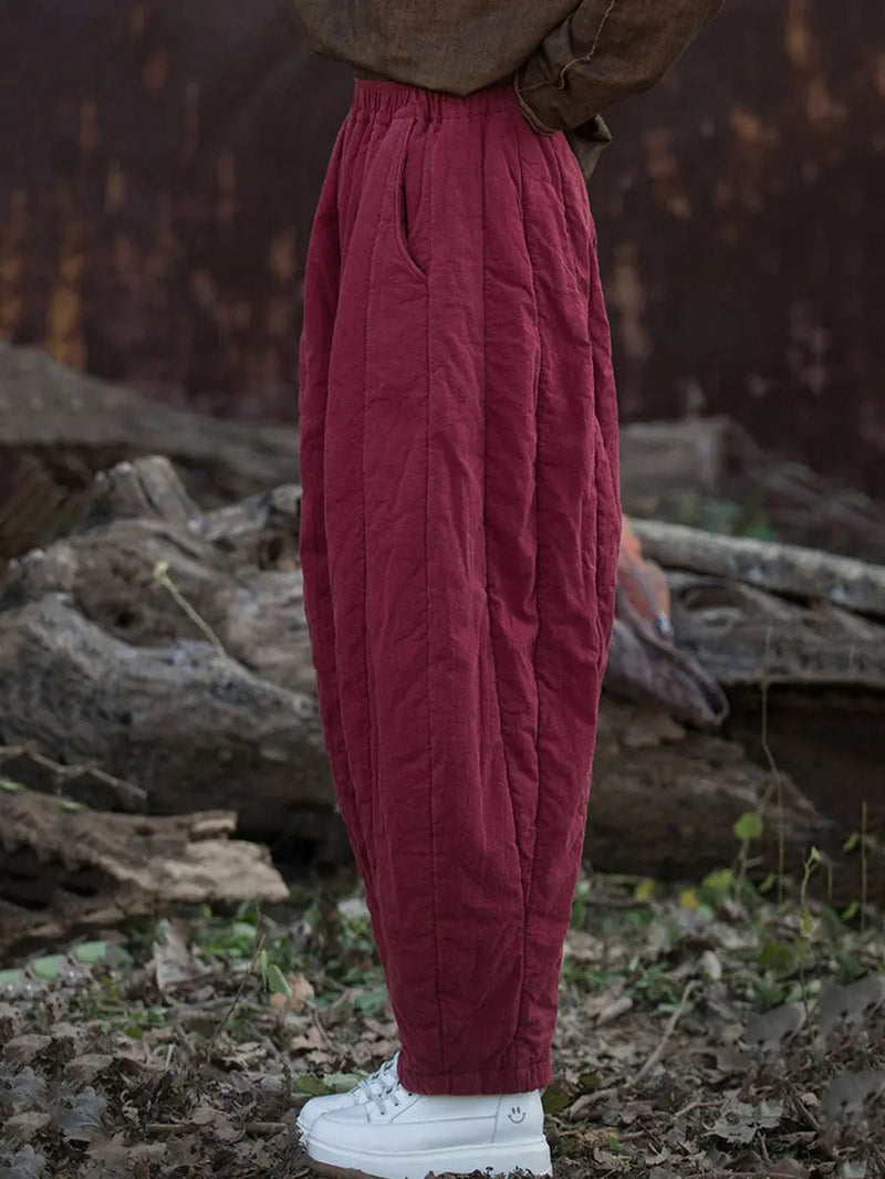 Stripe Stitching Thicken Harem Pants