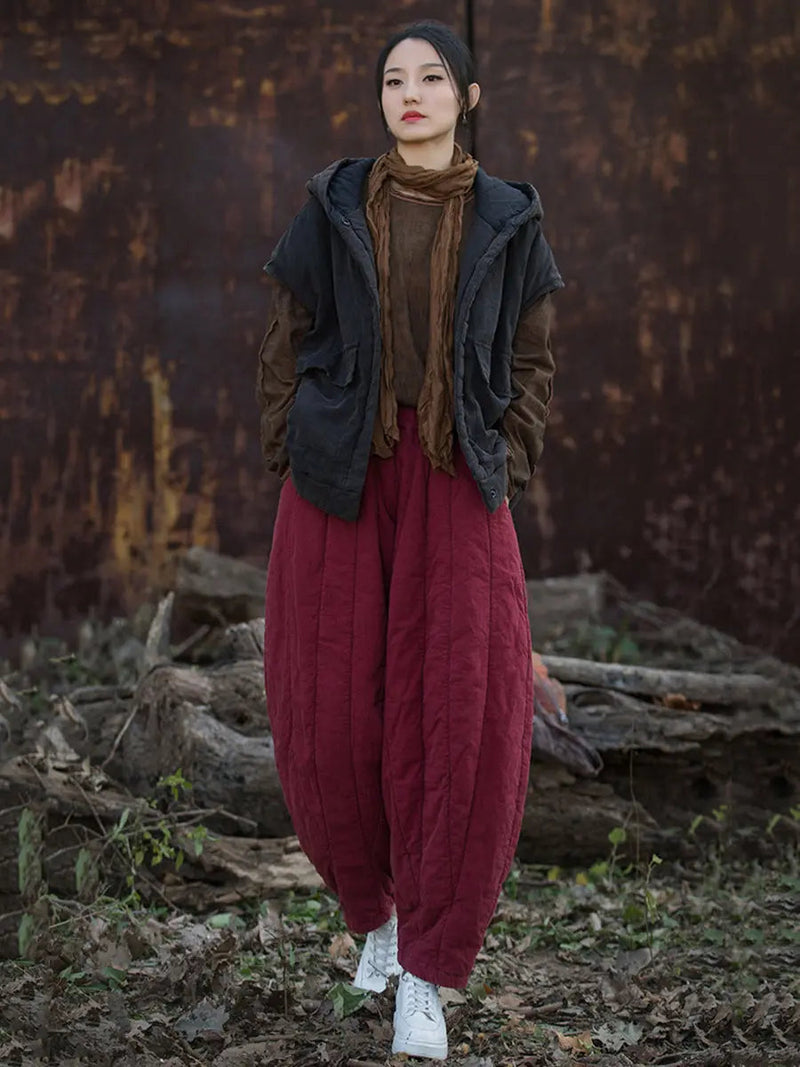 Stripe Stitching Thicken Harem Pants