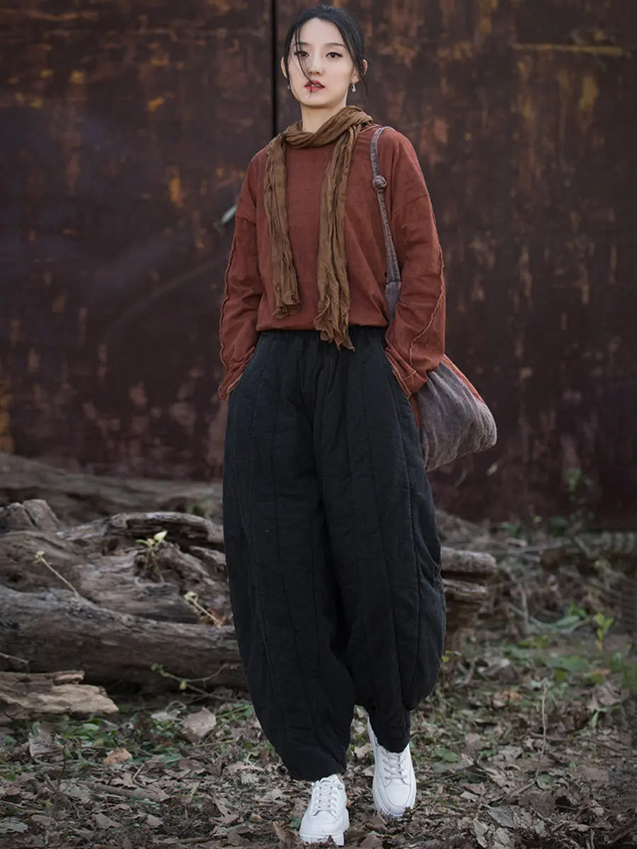 Stripe Stitching Thicken Harem Pants