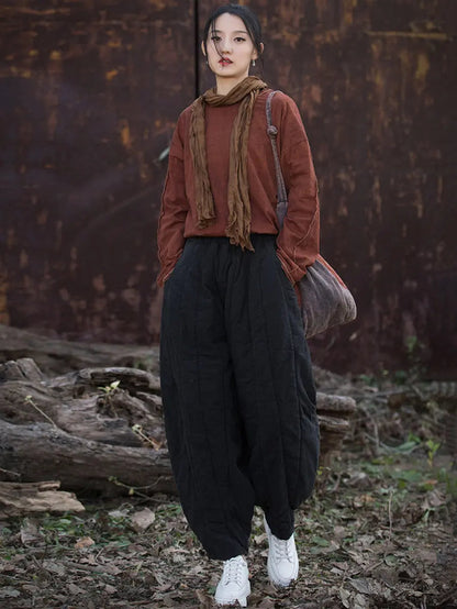 Stripe Stitching Thicken Harem Pants