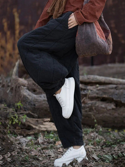Stripe Stitching Thicken Harem Pants