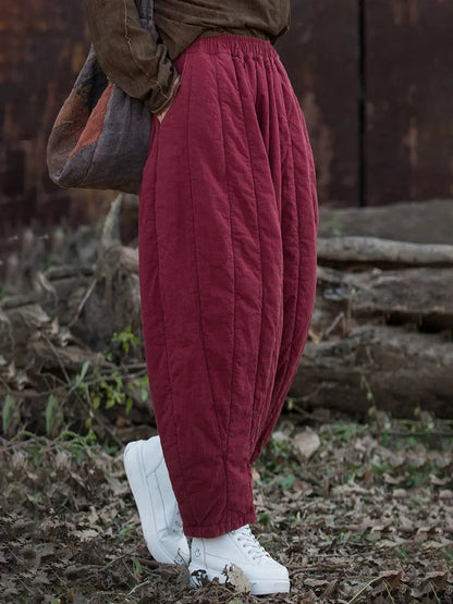 Stripe Stitching Thicken Harem Pants