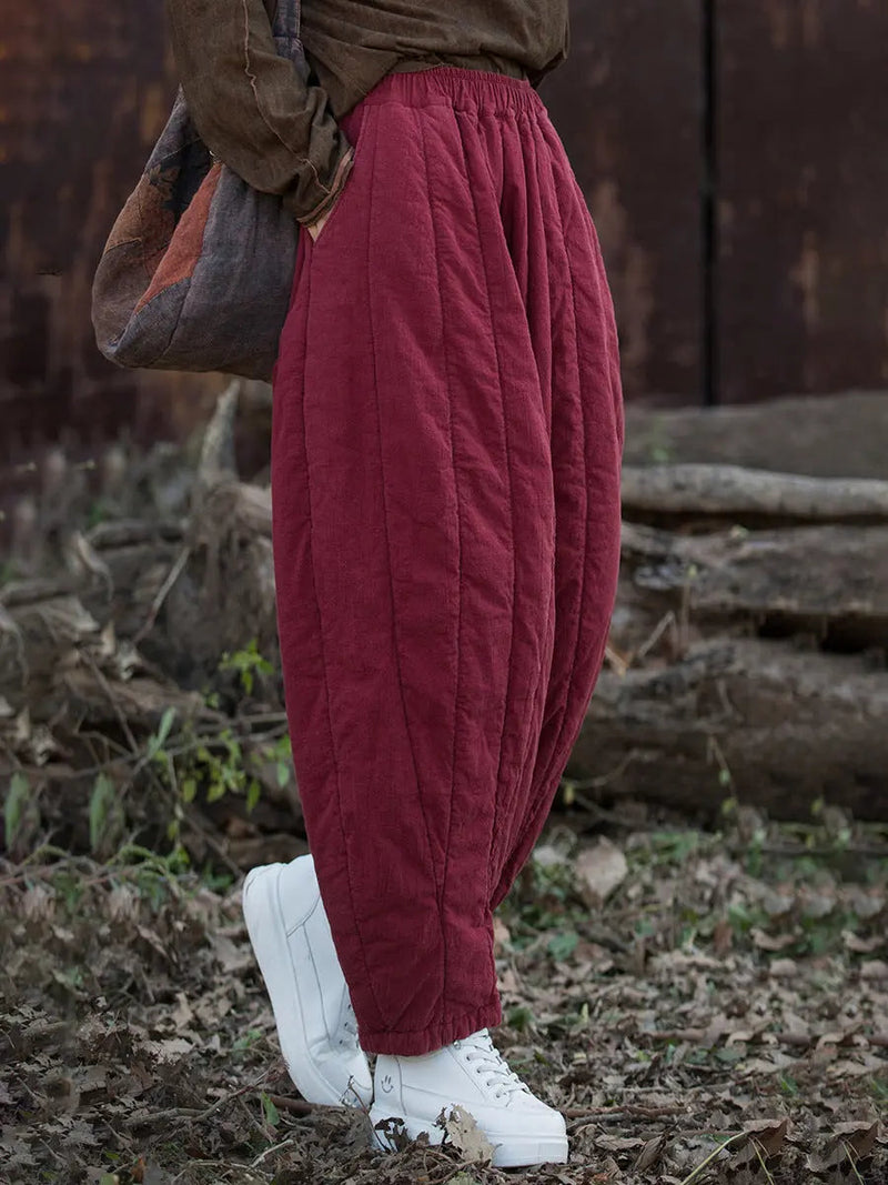 Stripe Stitching Thicken Harem Pants