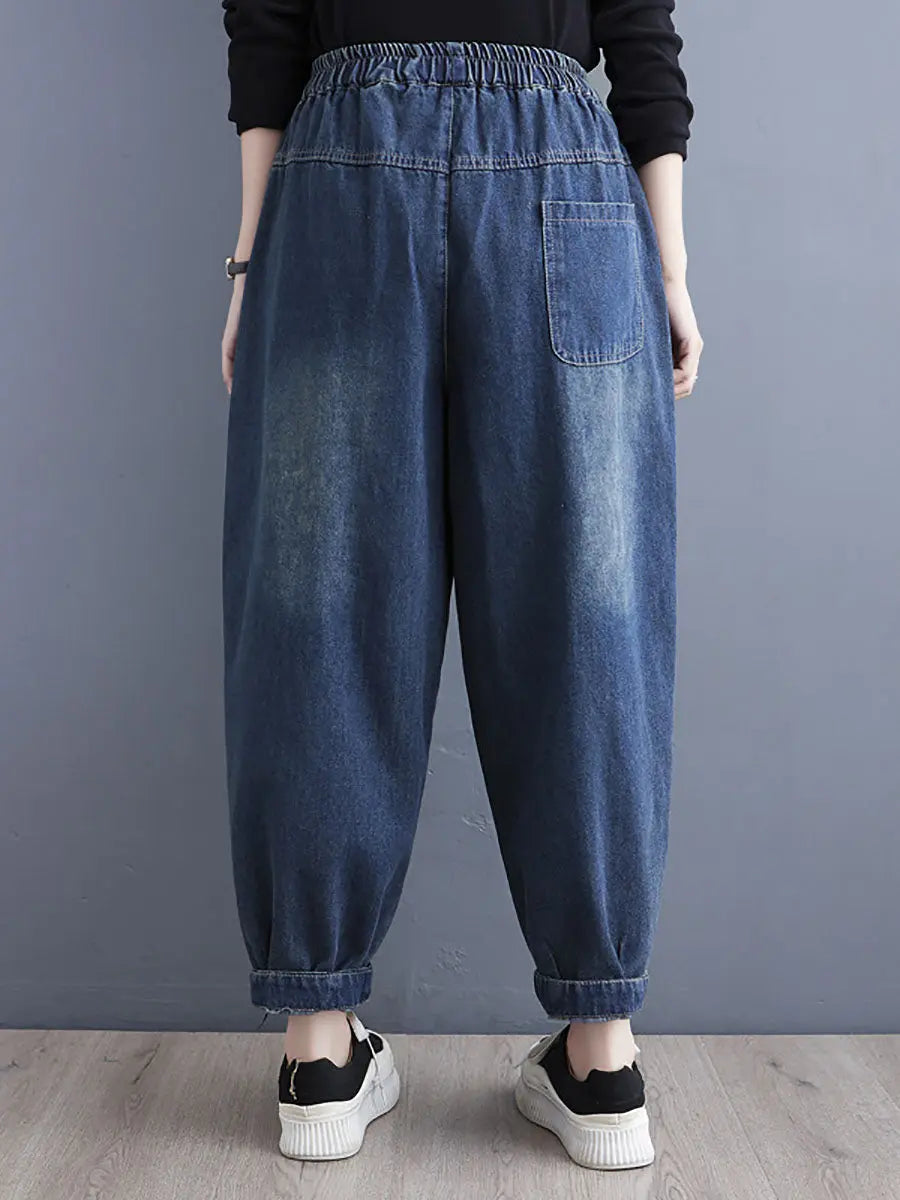 Spliced Denim Harem Pants