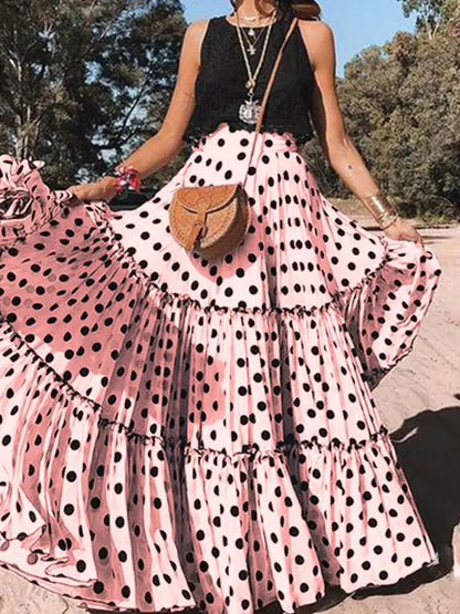 Dressbetty - Fairy Maxi Ruffle Polka Dot Skirt