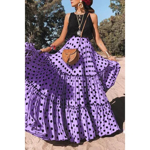 Dressbetty - Fairy Maxi Ruffle Polka Dot Skirt