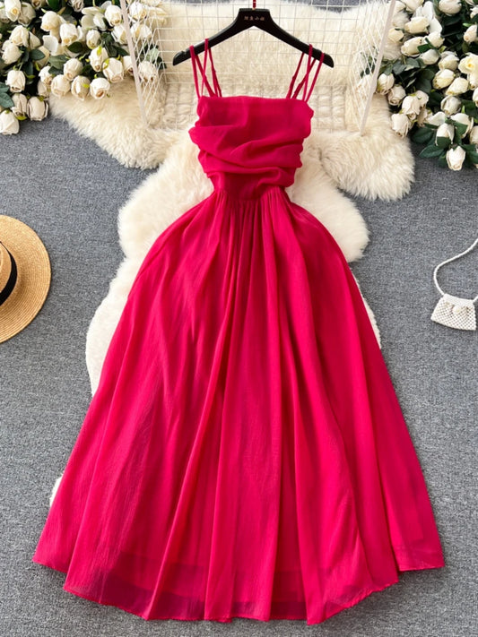 Beach Dress Summer Pleated Strapless Long Dresses Slim A-line Backless Long Robe Vestidos
