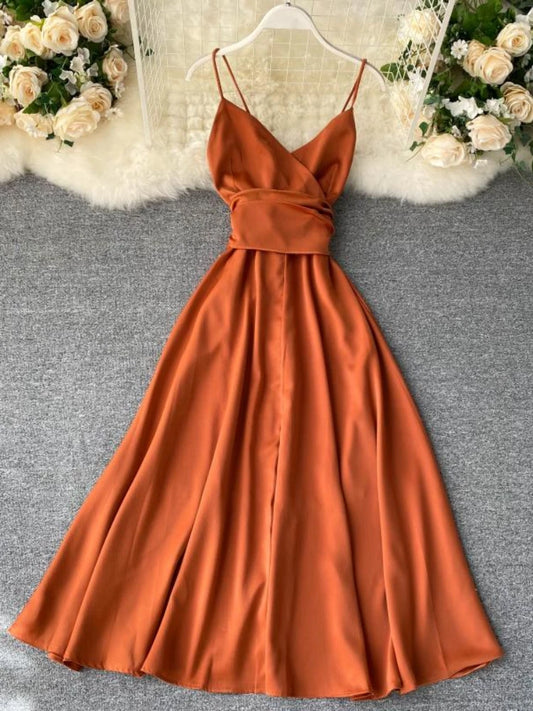 Beach Long Dress Summer V-neck White Evening Party Dressesladies Backless Bandage Satin Dress Vestidos