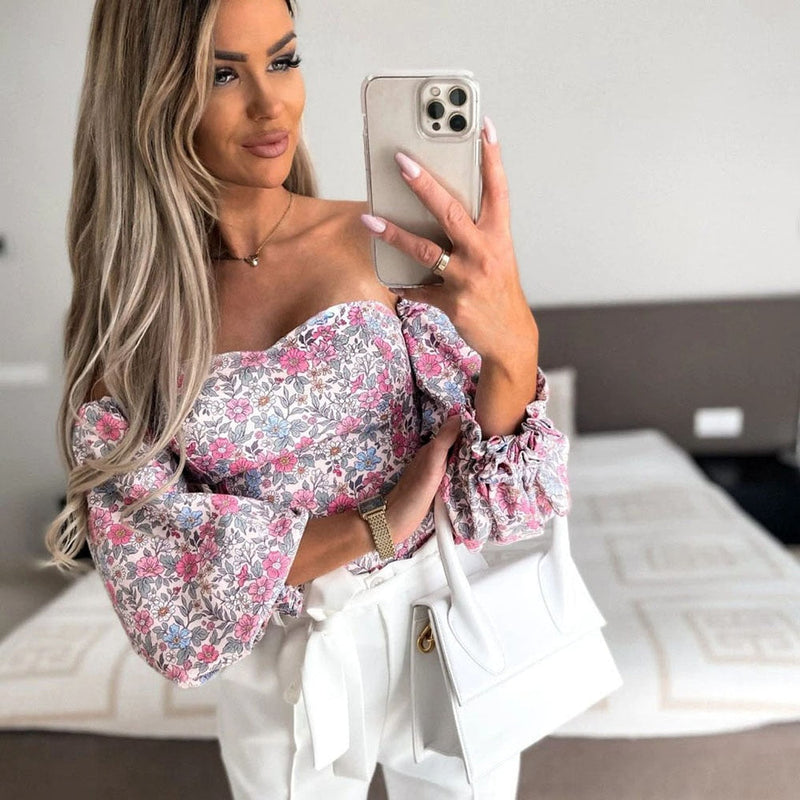 Top Summer Off Shoulder Blouses Holiday Slash Neck Tops