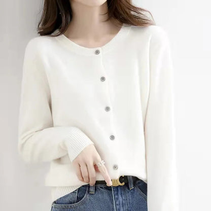 Single Breasted Long Sleeve Round Neck Autumn Winter Cardigan