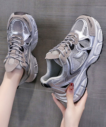 Splicing Platform Sport Shoes Pink Breathable Mesh Kj034