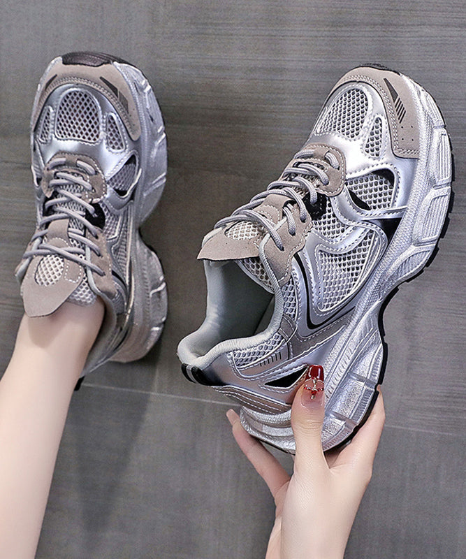Splicing Platform Sport Shoes Pink Breathable Mesh Kj034