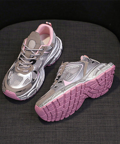 Splicing Platform Sport Shoes Pink Breathable Mesh Kj034