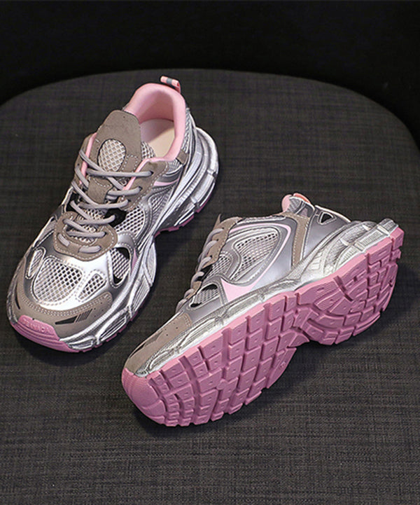 Splicing Platform Sport Shoes Pink Breathable Mesh Kj034