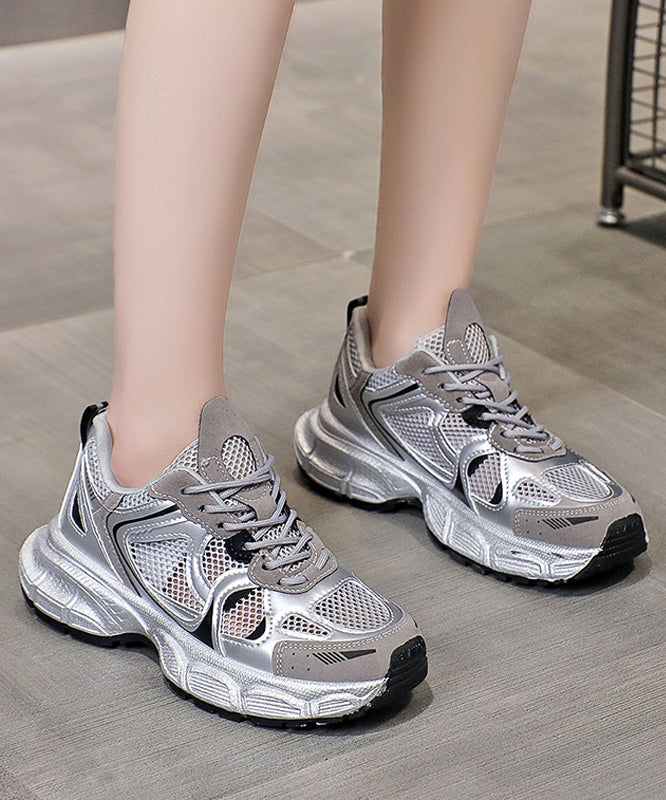 Splicing Platform Sport Shoes Pink Breathable Mesh Kj034