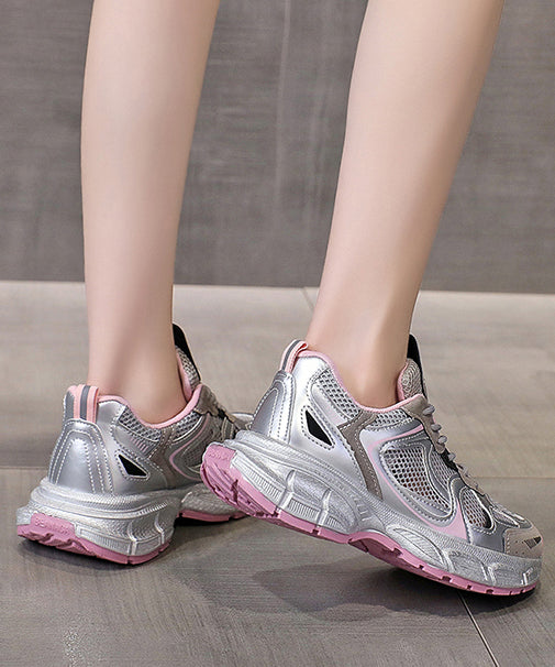 Splicing Platform Sport Shoes Pink Breathable Mesh Kj034