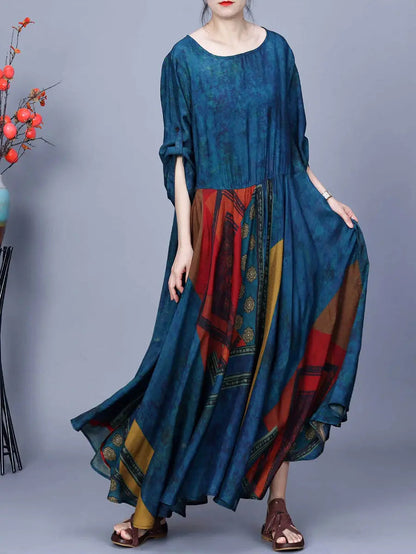 Spliced Loose Maxi Dress