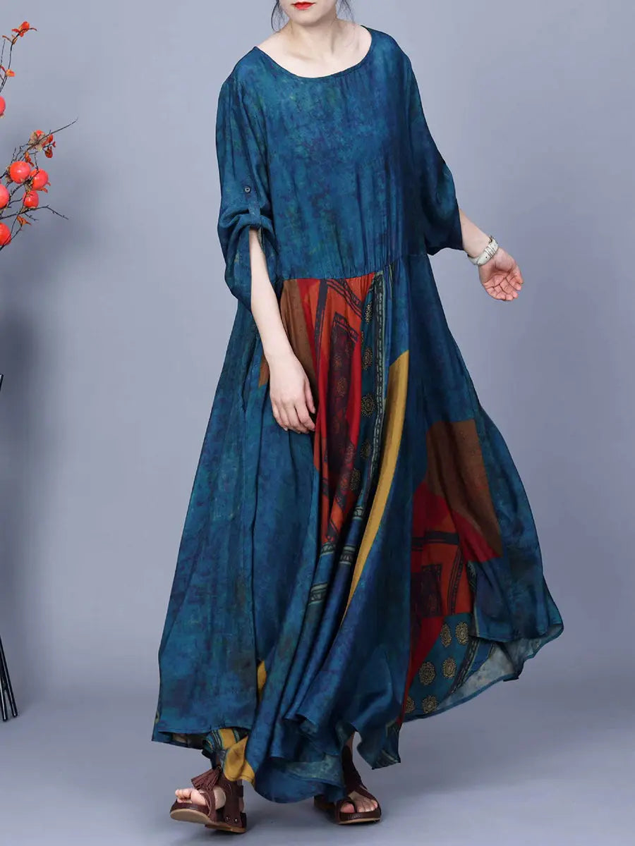 Spliced Loose Maxi Dress