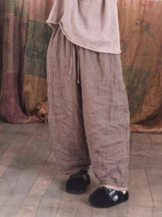 Worn Linen Loose Pants
