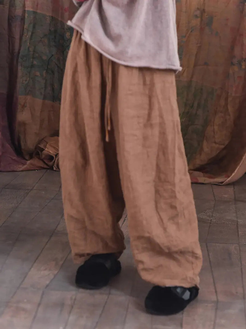 Worn Linen Loose Pants
