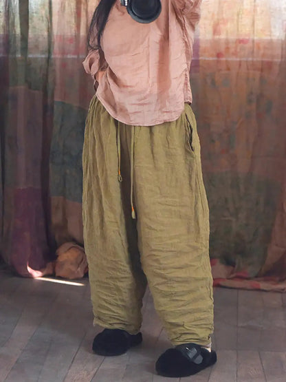 Worn Linen Loose Pants