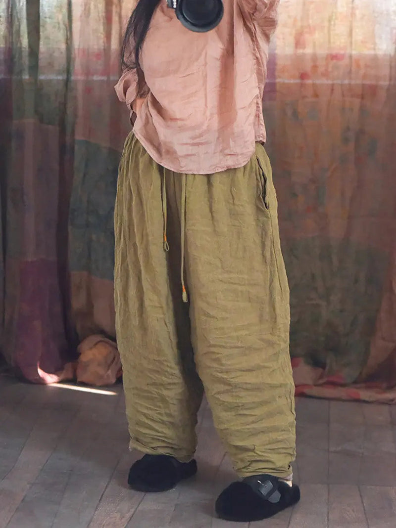 Worn Linen Loose Pants