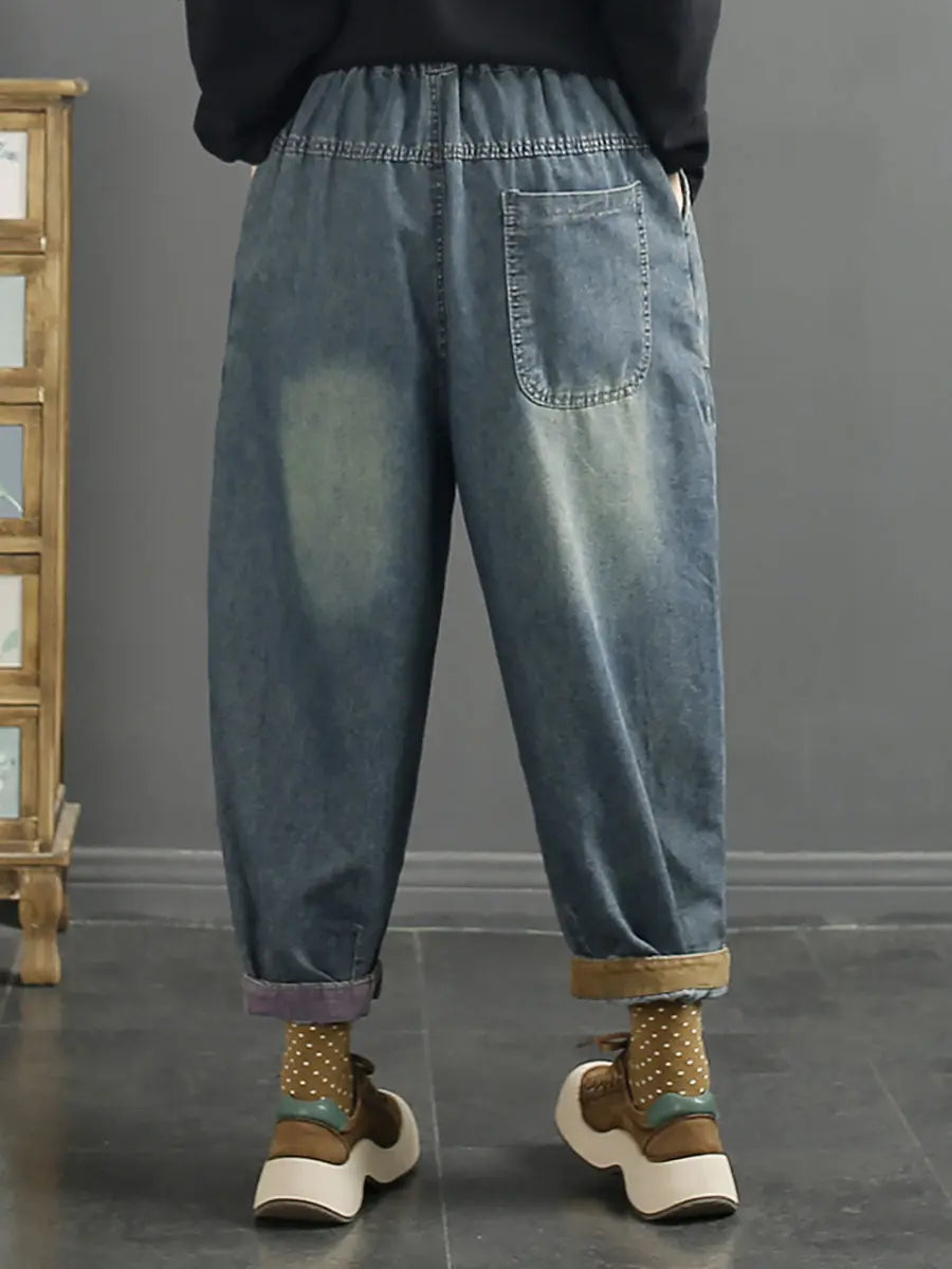 Washed Denim Harem Pants
