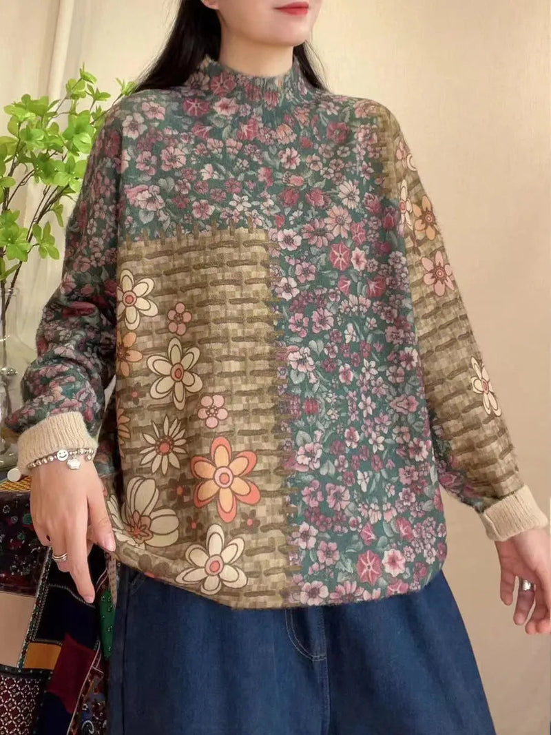 Spliced Half-turtleneck Sweater
