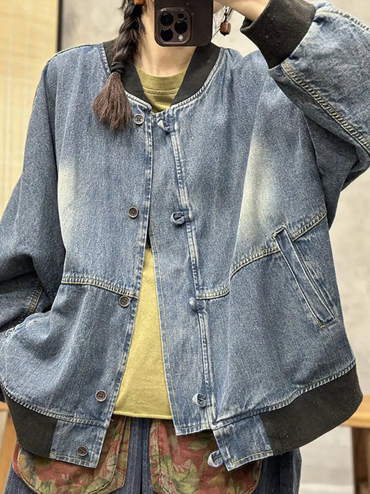 Patchwork Washed Denim Coat