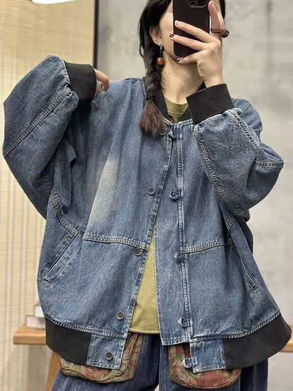 Patchwork Washed Denim Coat