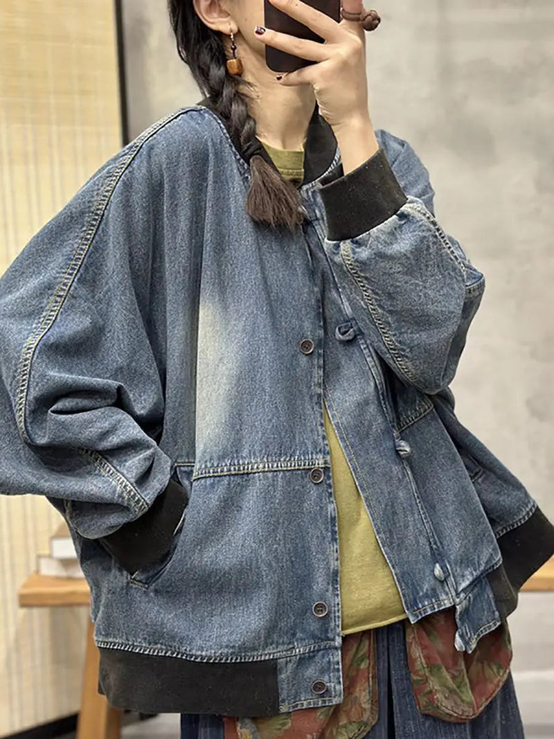 Patchwork Washed Denim Coat