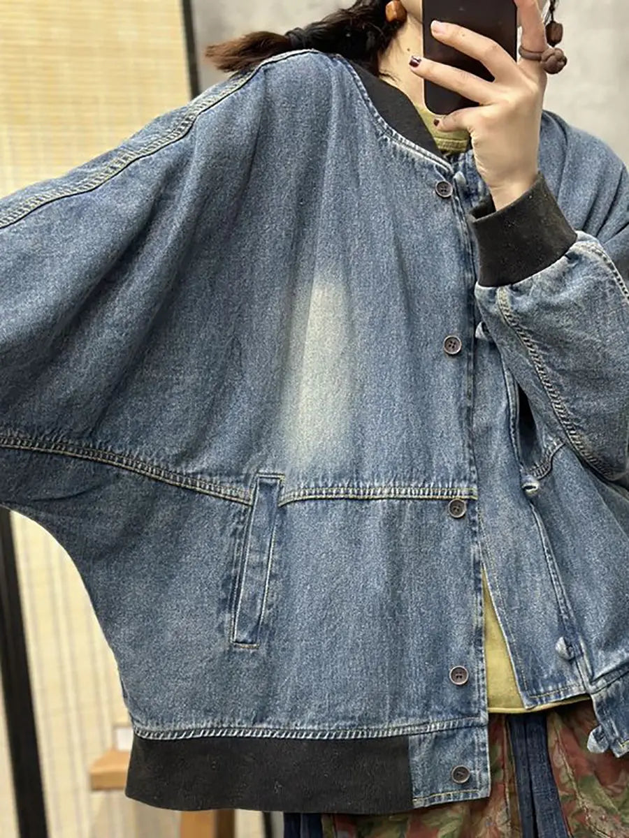 Patchwork Washed Denim Coat