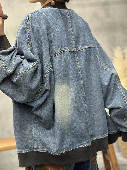 Patchwork Washed Denim Coat