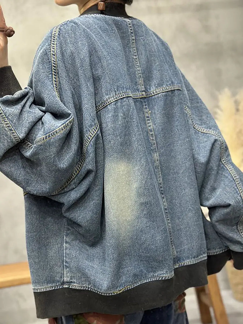 Patchwork Washed Denim Coat
