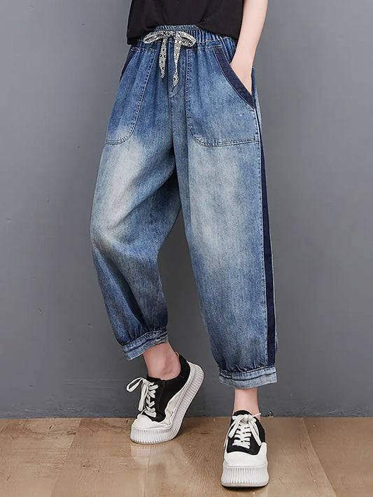 Wahed Spliced Denim Pants