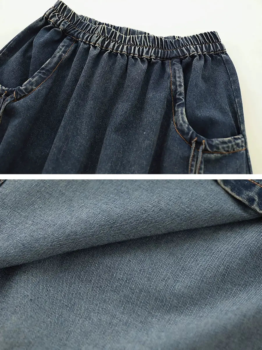 Washed Demin Spliced Skirt