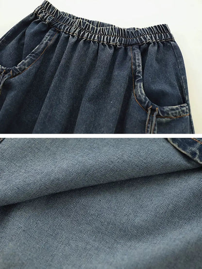 Washed Demin Spliced Skirt