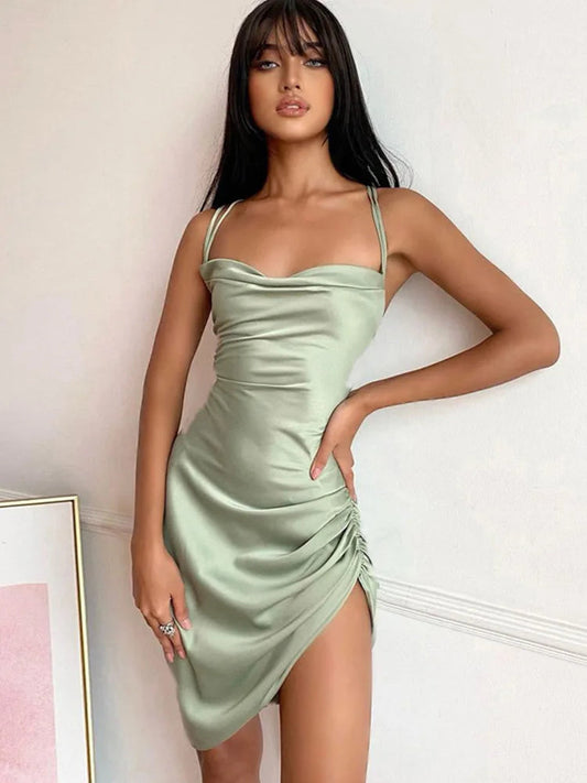 Strap Mini Lace Up Cross Backless Bodycon Club Midi Dresses
