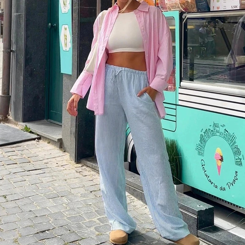 Striped Pajama Elastic Waist Pant