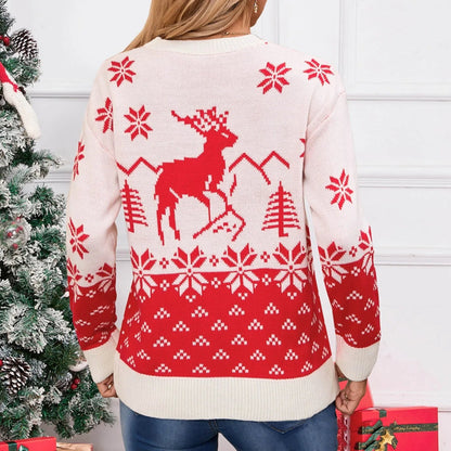 Snowflake Printed Long Sleeve O Neck Jumper Christmas Sweater