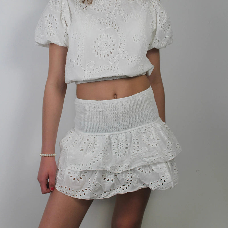 Pointelle Layered Ruffle Skirt