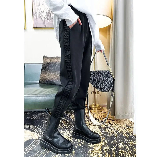 Autumn Winter Black Letter Sports 3d Harajuku Style Sweatpants