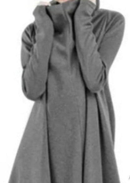 Turtleneck Sweatshirt High Low Long Dress Red Lc0029